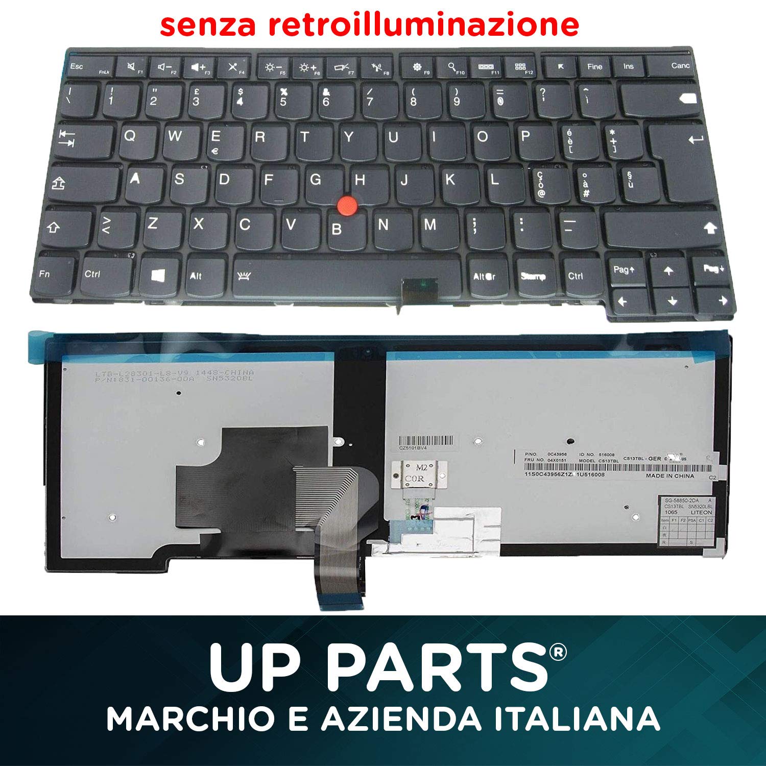 UP-KBL440 Tastiera per Lenovo T440, T440s, T440p, T431s, T450, T460, T450s, L440, L450, L460, E440, E450 con TRACKPOINT Senza RETROILLUMINAZIONE