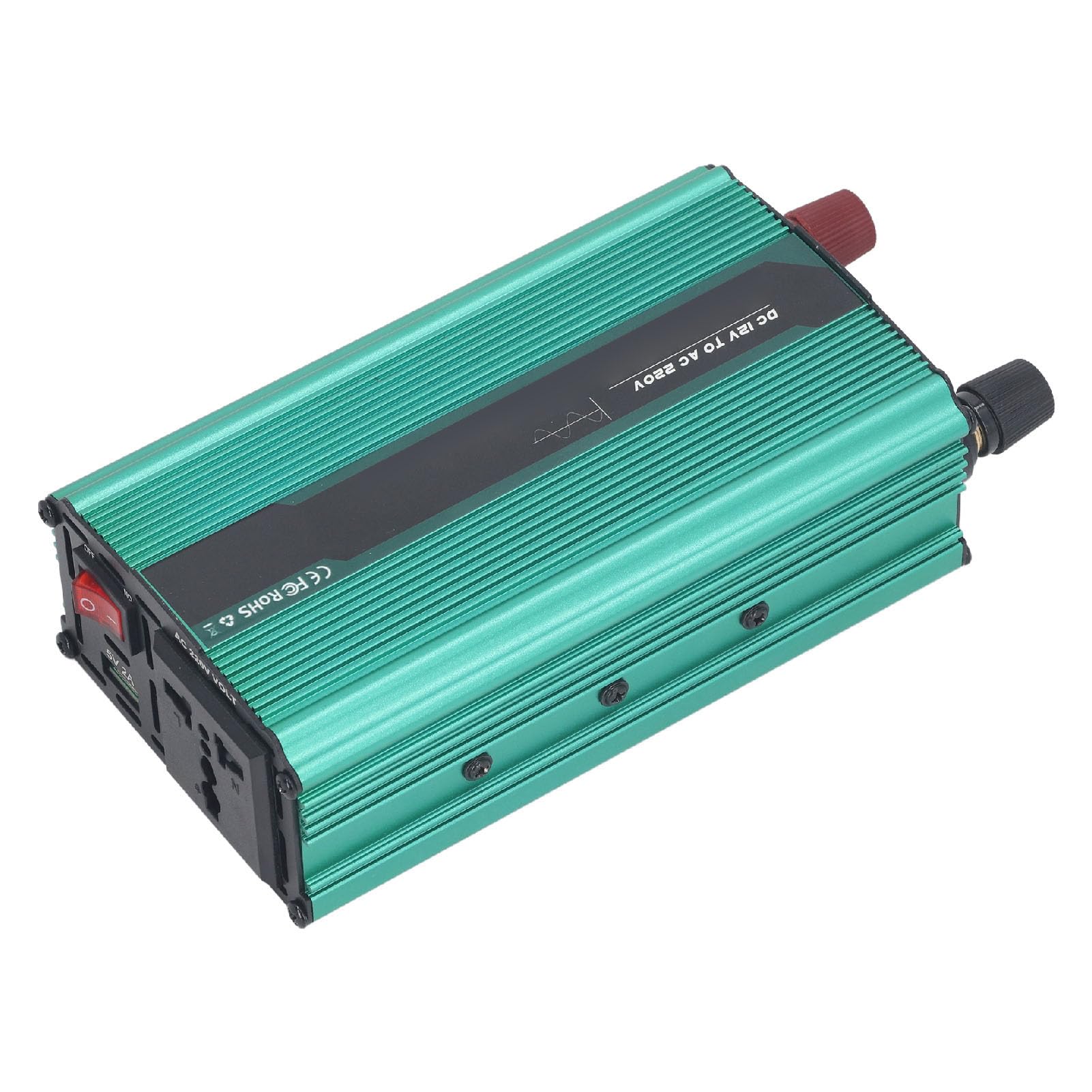 FTVOGUE Przetwornica Czystej Fali Sinusoidalnej 300 W Przetwornica Mocy ze Stopu Aluminium 12 V DC na 220 V AC z USB 5 2 A 6 Trybów Ochrony dla Samochodów Kemping Solar Elektronika Zewnętrzna