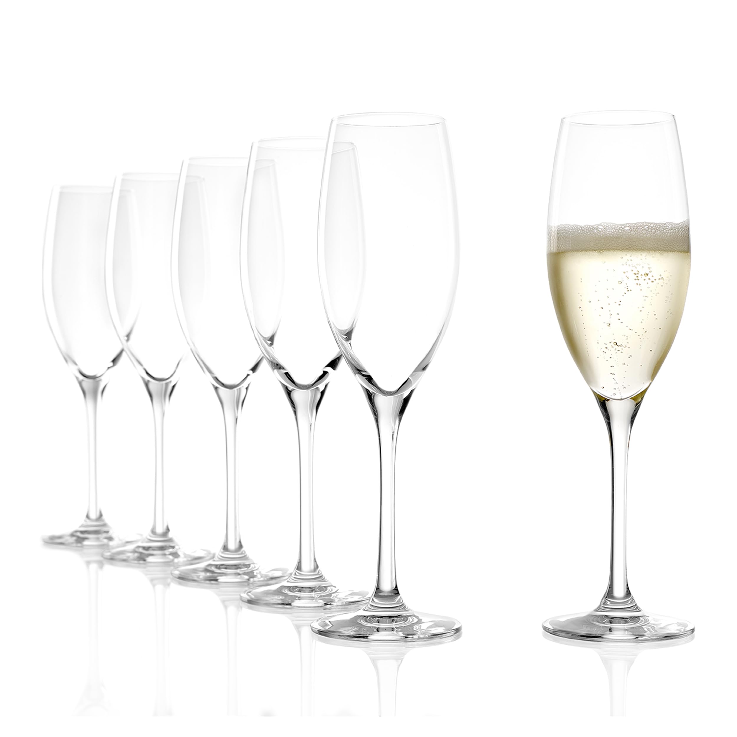 Stölzle Lausitz Classic Champagnergläser 6er-Set 240 ml – Edle Champagnerkelche ideal für Sekt & Prosecco – Hochwertige Sektgläser aus bleifreiem Kristallglas – Spülmaschinenfest & Made in Germany