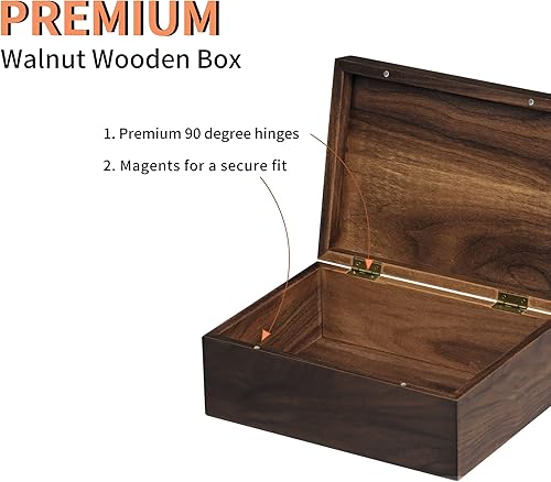 Miniatura 2 de EXISTING Caja de madera con tapa con bisagras, caja de almacenamiento de madera con tapa, caja de recuerdo de madera - Guarda joyas, recuerdos,
