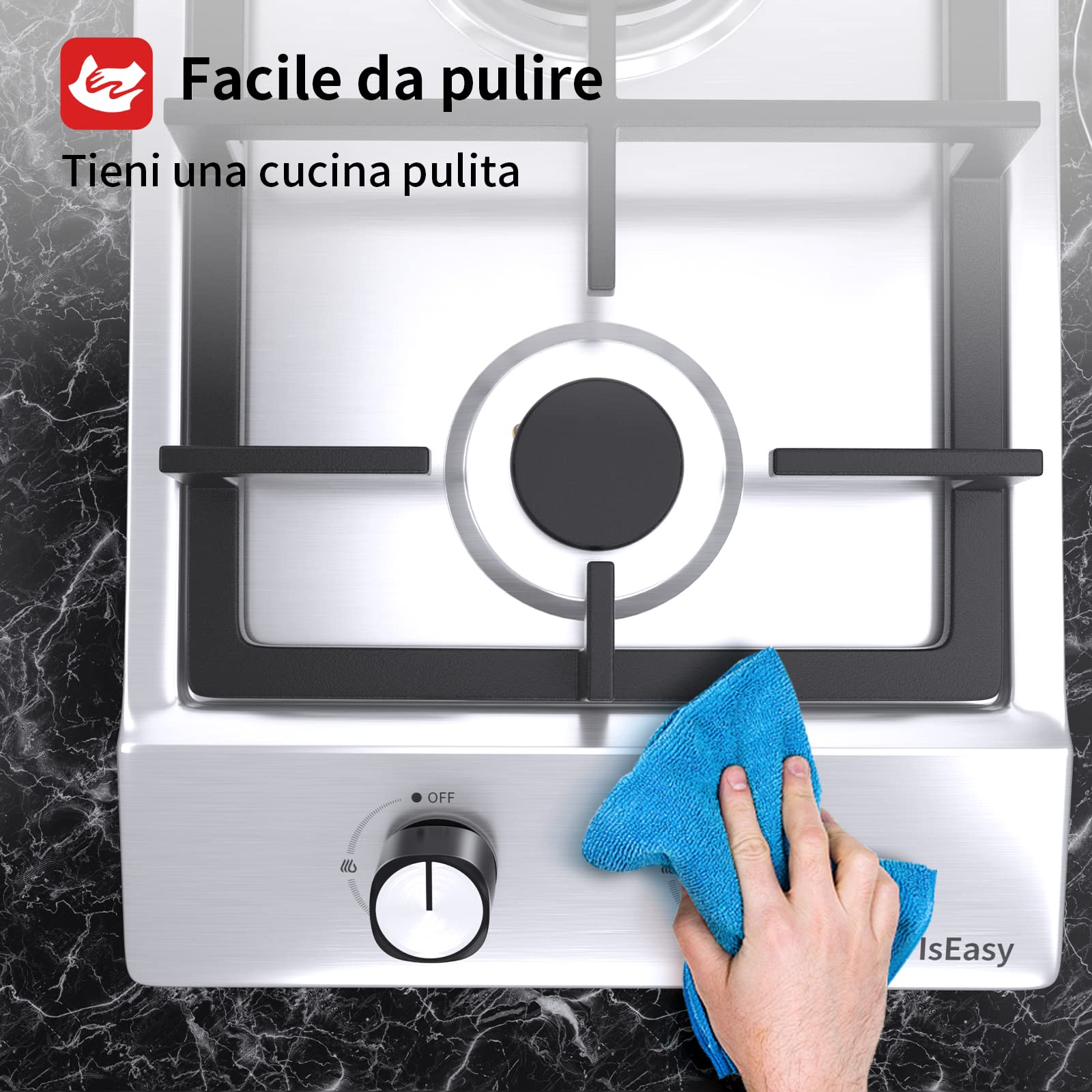 Piano Cottura a Gas (Acciaio Inossidabile -Piano Cottura 2 Fuochi)