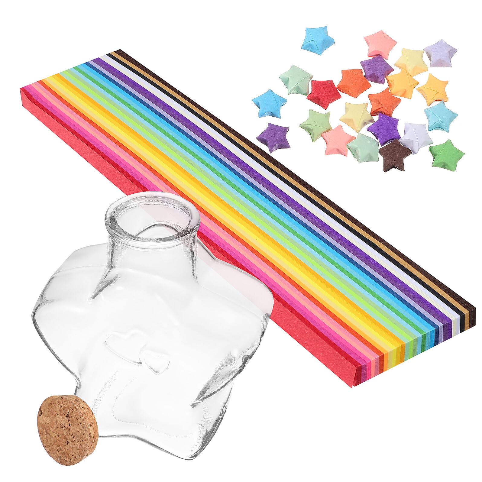 Strisce Carta per Stelline Origami 540 Fogli con Bottiglia Vetro