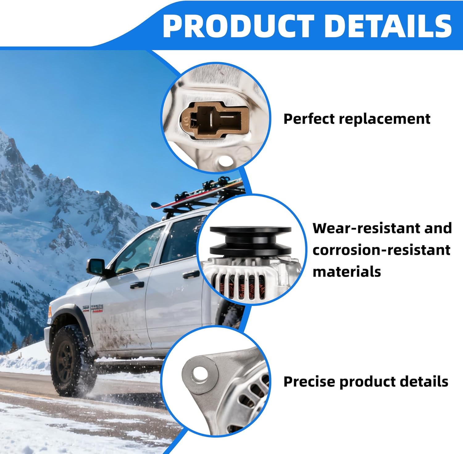 1624164010 Alternator Compatible with Kubota, Case 1838 6010, Compac Equipment Mfg TA48, Corniver CT48s, Replace# ‎1002111670、1002111673、12179N、12179 12V 40A 1-Groove Clutch Pulley