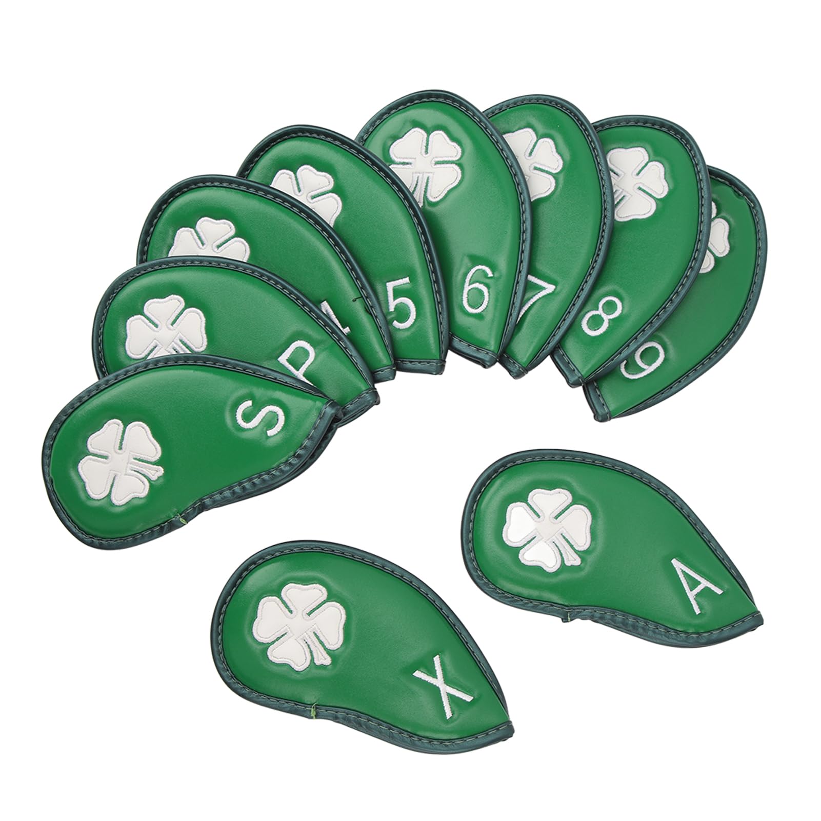 Coperture per Mazze da Golf, 10 Pezzi Coperture per Ferri da Golf Modello Quadrifoglio PU Set di Coperture per Ferri da Golf Delicate Impermeabili per la Maggior Parte delle