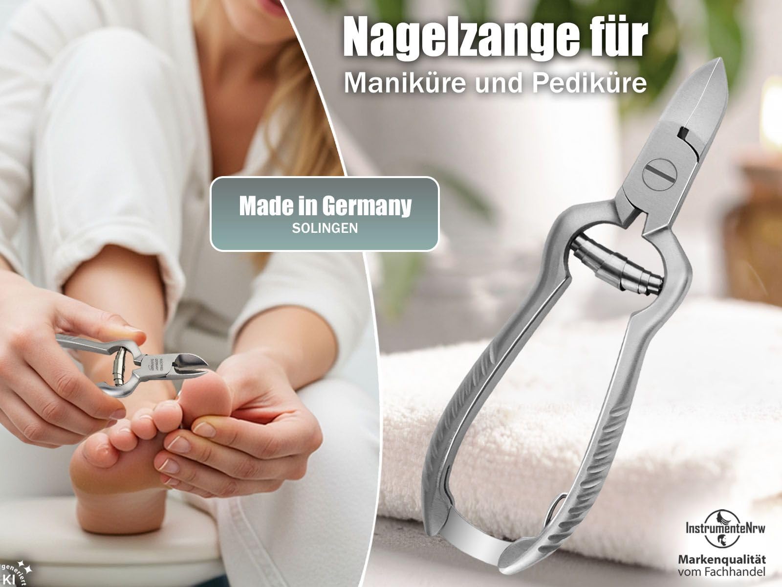 Nagelzange Solingen für starke Fußnägel Made in Germany 14 cm | Solinger Profi Maniküre Pediküre Zange aus hochwertigem Edelstahl zur präzisen Nagelpflege von Finger- und Zehennägel