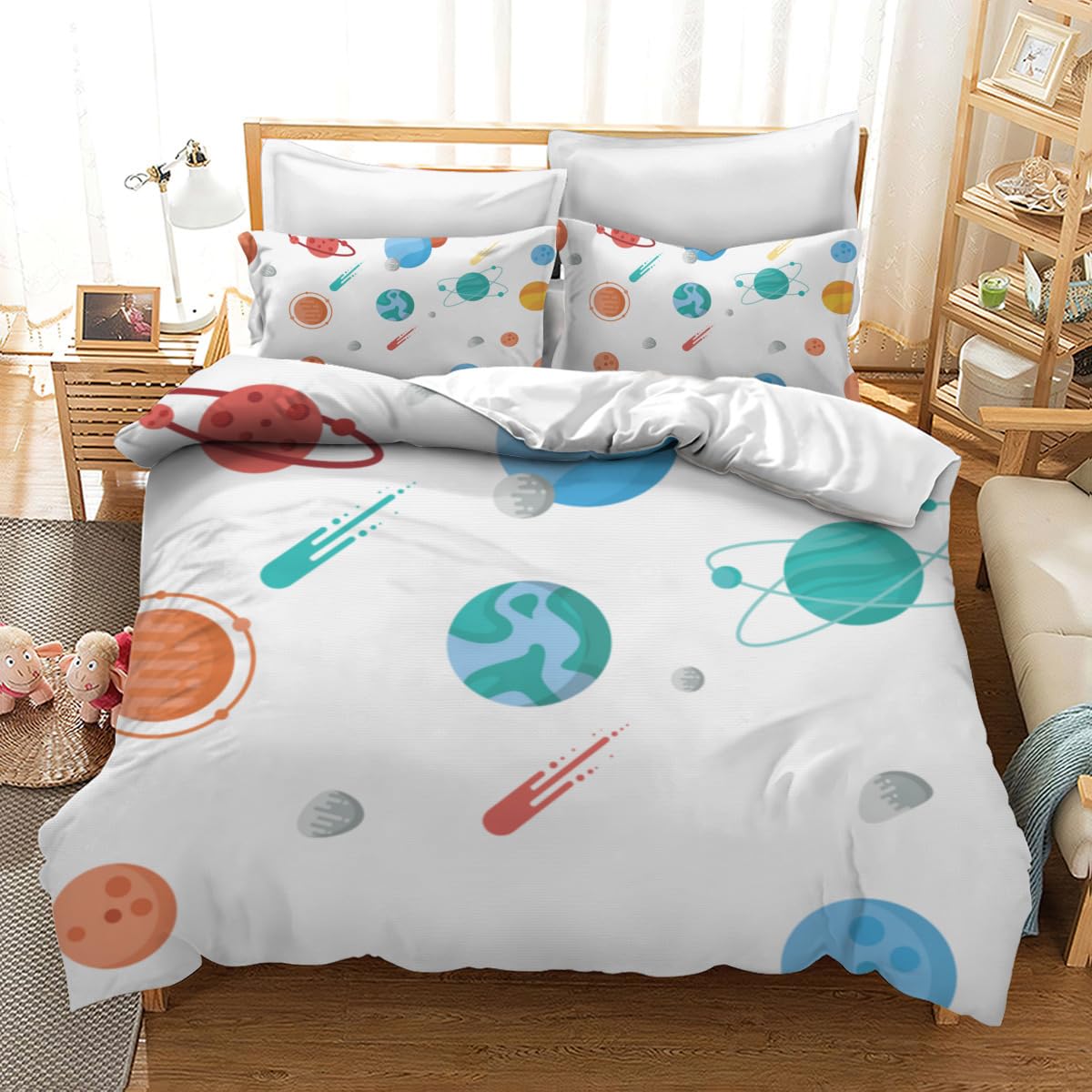 Mi Zone Kids Jason Weltraum Steppdecke Set – Inkl. Decke, Kissenbezug & Dekokissen, Doppelbett (168x213 Cm), Hypoallergen
