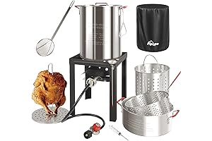 30QT & 10QT Outdoor Turkey Fryer with Propane Burner Cover & Skimmer...