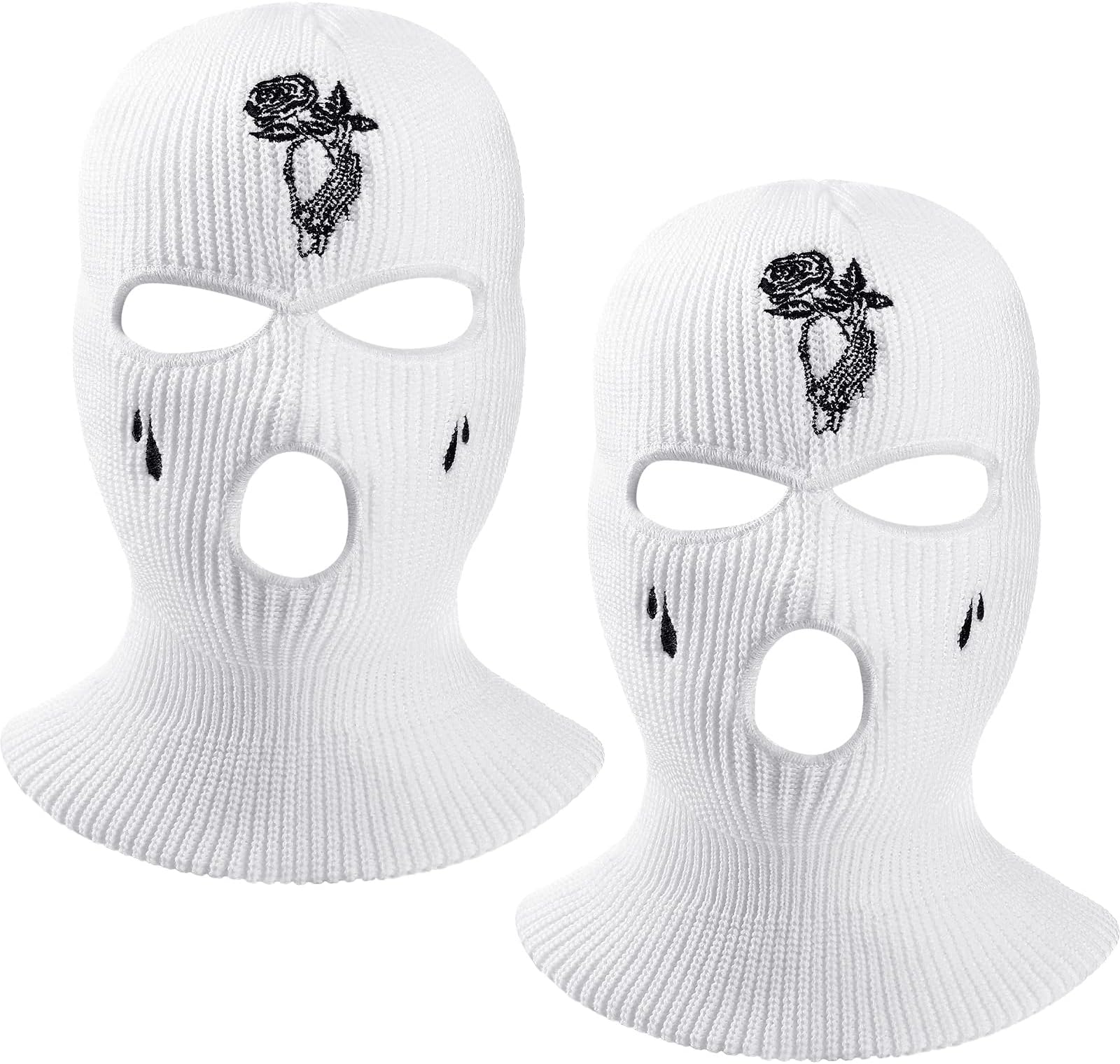 2 Pcs 3-Hole Knitted Full Face Cover Ski Mask Balaclava Knitted Mask Beanie Winter for Outdoor Cycling Ski Sports