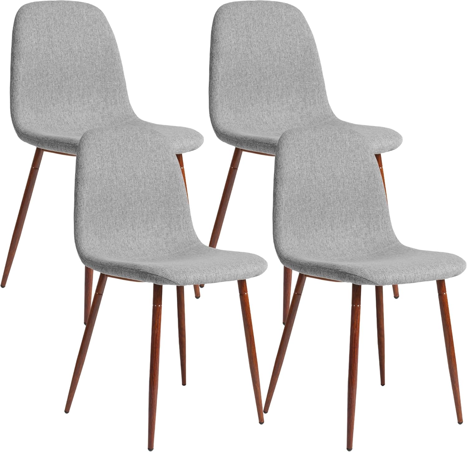 CangLong Grey Dining Chairs Set of 4, Modern Upholstered Side Chairs Armless Accent Chairs with Fabric Cushion Seat Back & Metal Legs for Kitchen Dining Room