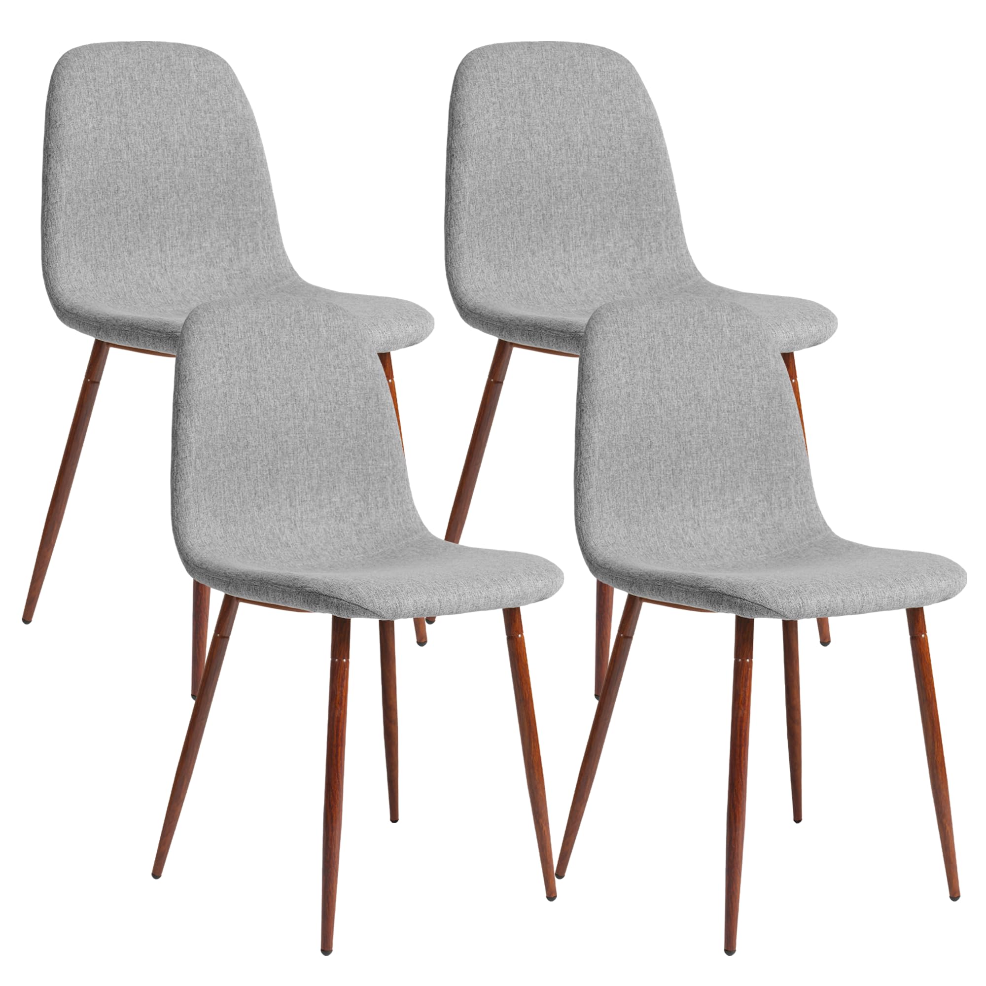 CangLong Grey Dining Chairs Set of 4, Modern Upholstered Side Chairs Armless Accent Chairs with Fabric Cushion Seat Back & Metal Legs for Kitchen Dining Room