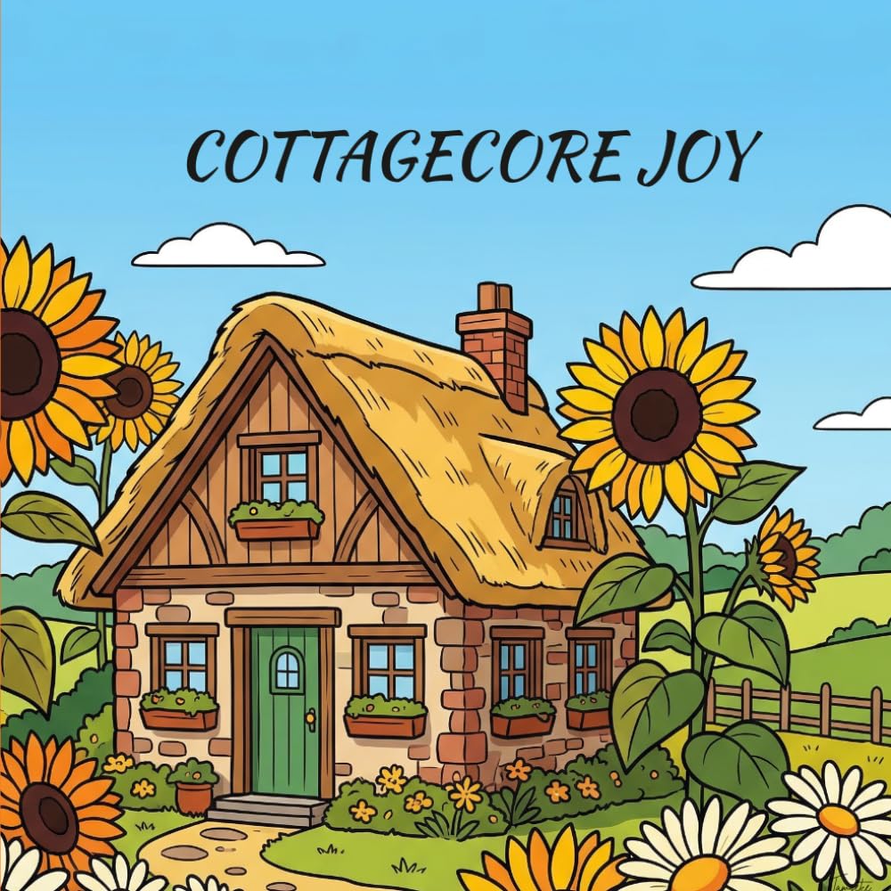 COTTAGECORE JOY: Bold and Easy Coloring Book for Adults: 50 Simple and Large Country Life Designs for Stress Relief and Relaxation