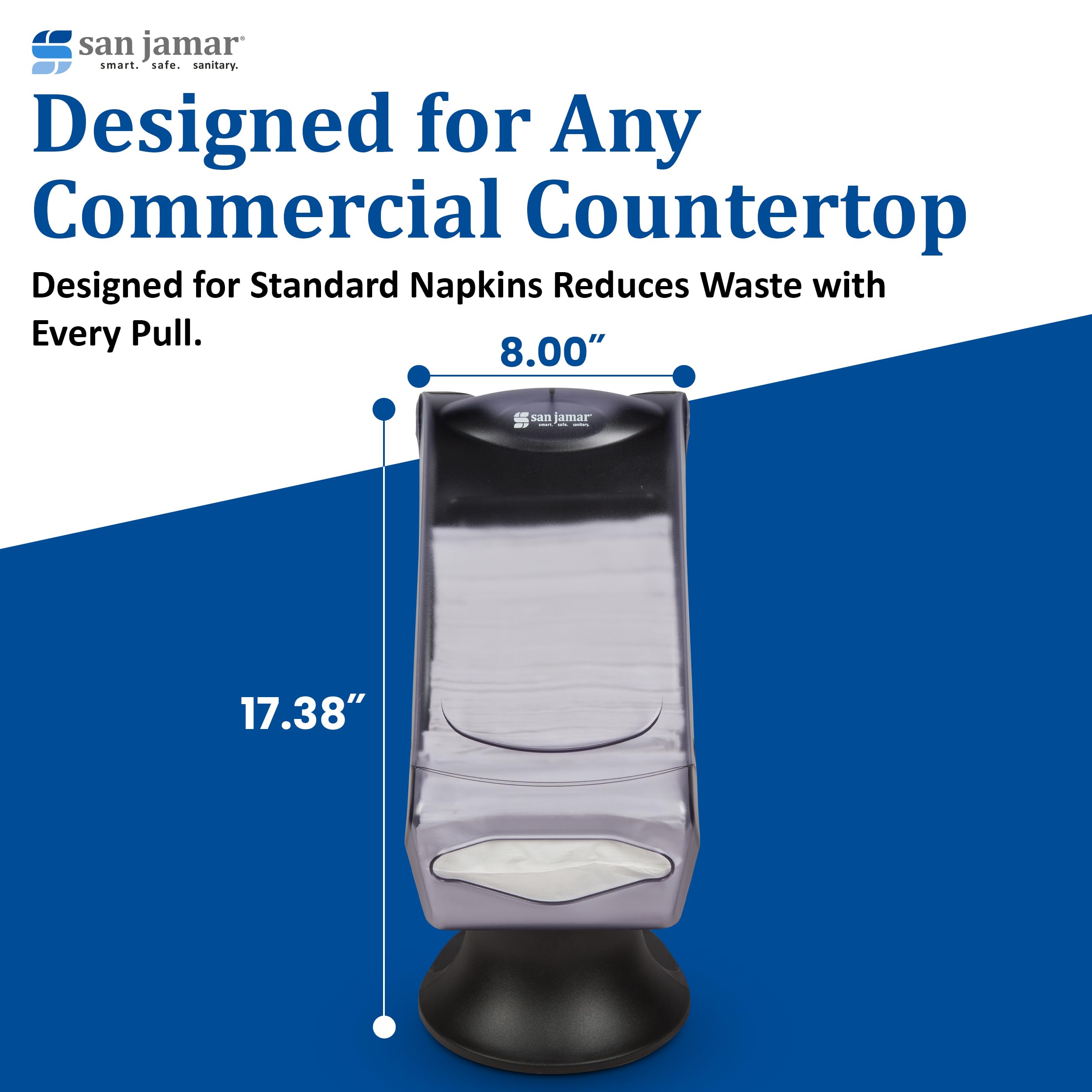 San Jamar H5005SCL Venue dispensador de servilletas, diseño con soporte, Full Fold, cara, 450 de control + capacidad, 441 mm H x 203 mm W x 330 mm D, transparente