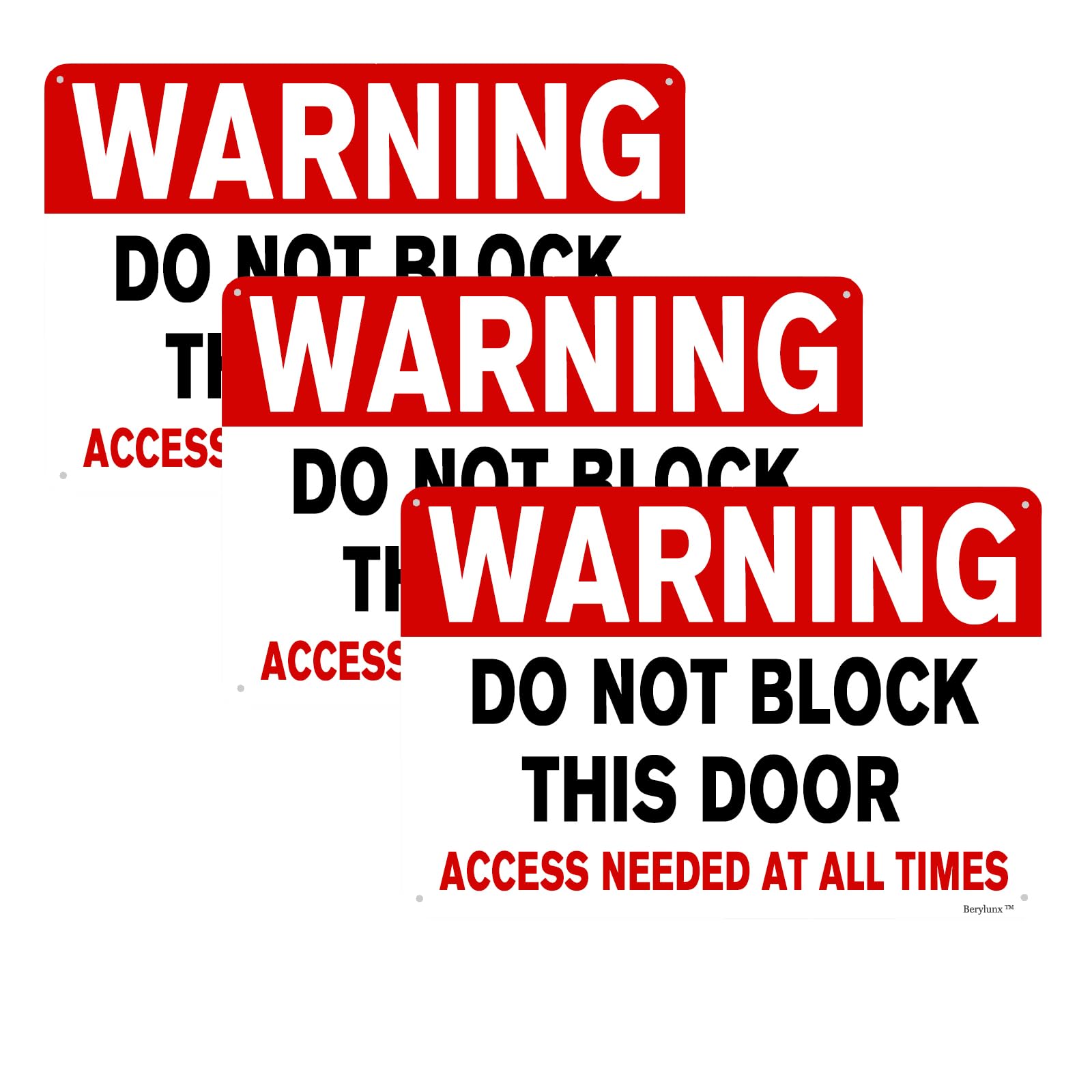 3 Pack Do Not Block Door Sign,Warning Sign For Yard,Outdoor Sign For Business,Office "Do Not Block This Door" 8"x12" Aluminum Sign