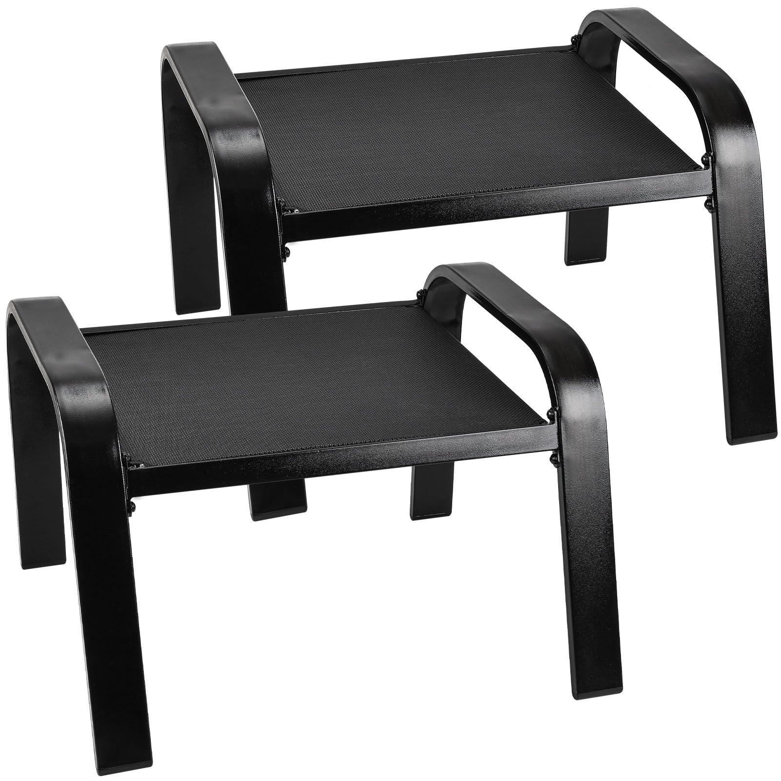 Deugold Outddor Patio Ottoman 2 Set All Weather Outdoor Foot Rest Patio Furniture Coffee Table for Garden Backyard Porch Black