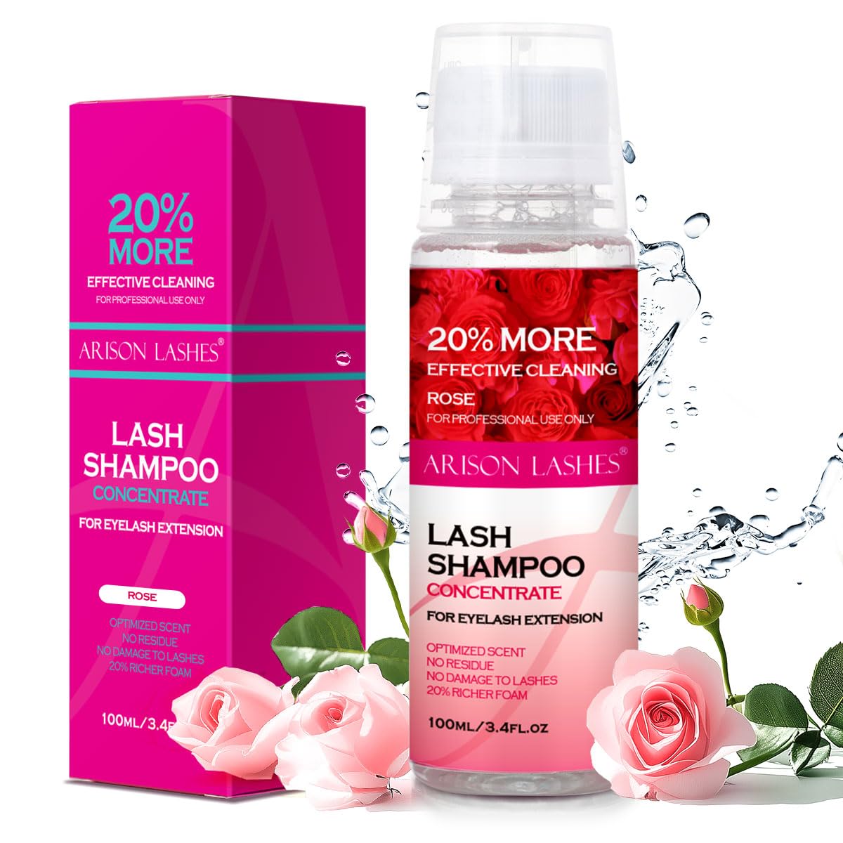 ARISON LASHES Lash Shampoo Concentrate for Lash Extensions 100ML Eyelash Cleanser Concentrate Oil-Free Eyelash Extension Shampoo with Salon Home Care(