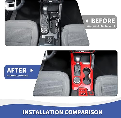 Miniatura 5 de RAZPOY Kit de moldura interior para Bronco 4 piezas cubierta del panel de palanca de cambios y calcomanía para interruptor de aire acondicionado y