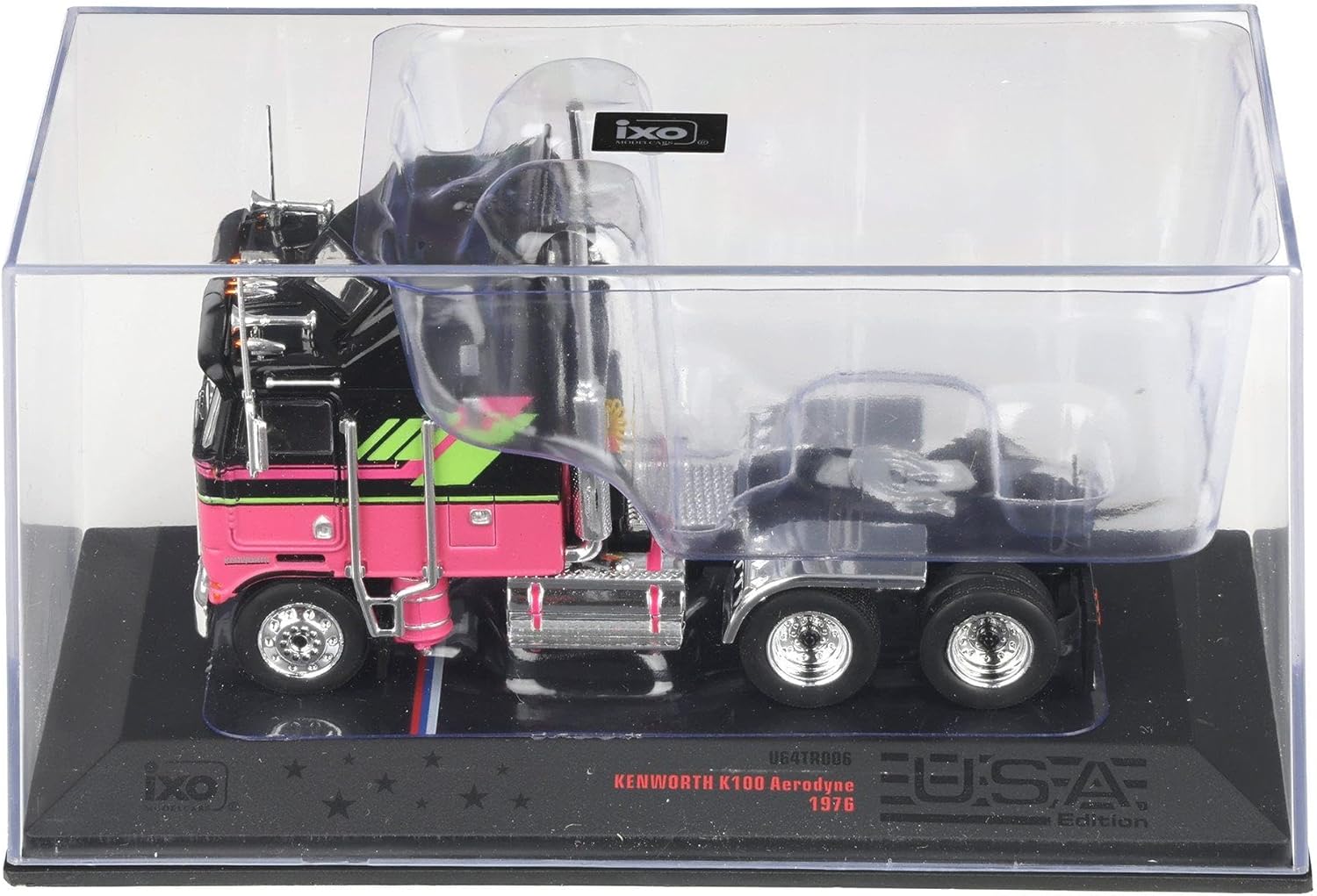 1973 359 Truck Tractor Black and Lime Green with Graphics 1/64 Diecast Model by IXO Models U64TR007