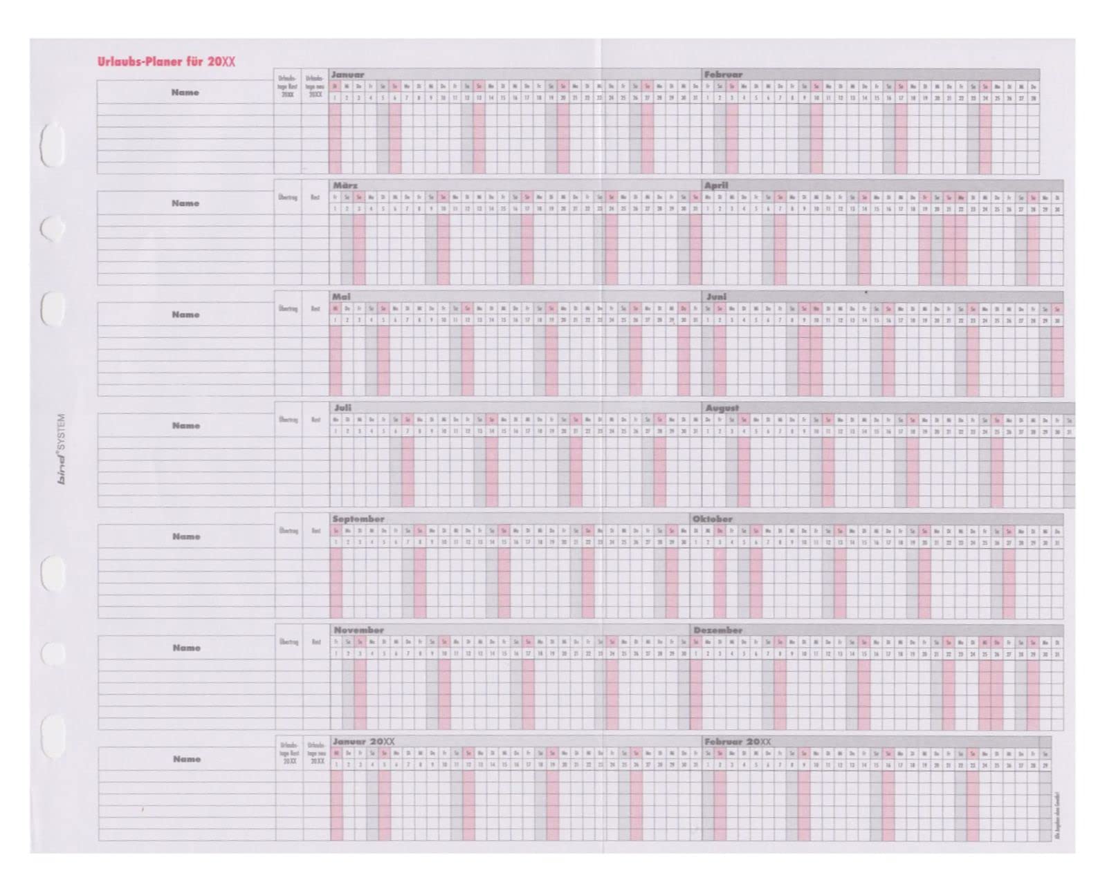 BIND B550326 Kalendereinlage für Tageskalender A5, Timer Einlage für Kalender Jahr 2026, 1 Tag / 1 Seite, Terminkalender mit System, Kalendarium für bind Systemplaner und Standard Timeplaner