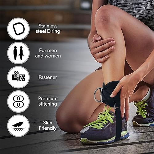 Miniatura 2 de LAVVON Ankle Straps for Cable Machines Kickbacks - Adjustable Comfort Ankle Cable Attachments for Gym Ankle Cuff Cable Machine Glute Kickback Straps