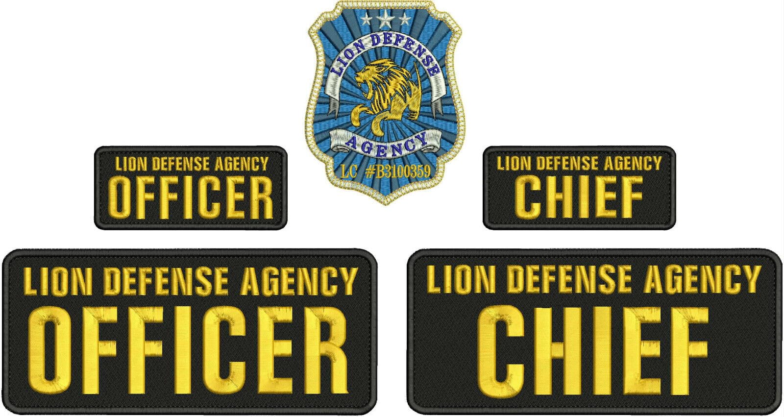 Special Patches for Velcro Patches for Uniform for L D Chief Embroidery Patch 5X4 4X10 and 2X5 Hook ON Back Gold ON Black Model-Q-X989-2005