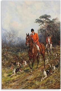 WBCNG Horses And Hounds 1906 Turn of The Century Fox Hunt Painting Drawn Blank by Heywood Hardy Canvas Wall Art Print Poster For Home School Office Decor Unframe-style 24x36inch(60x90cm)