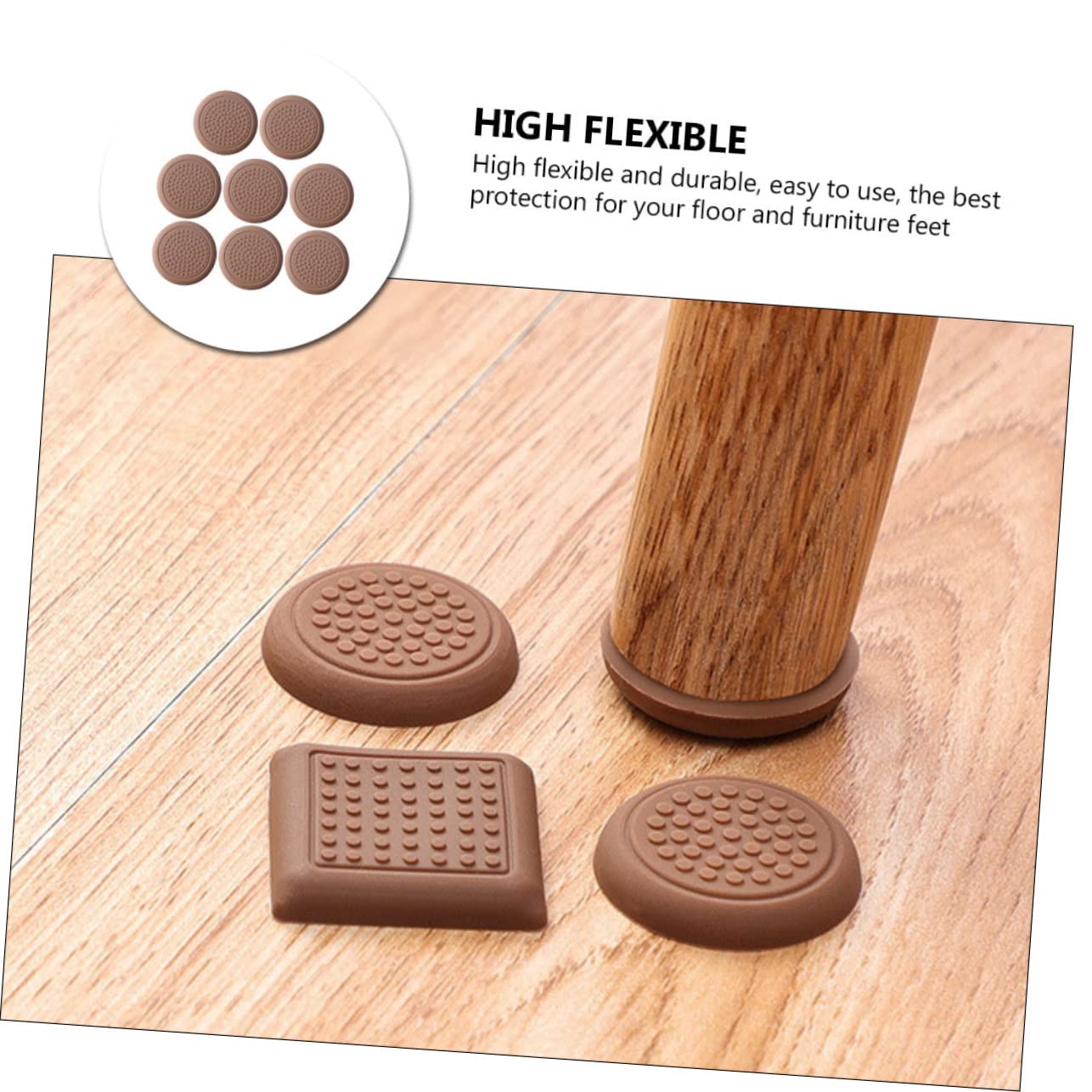 Gadpiparty 5 Set Tovaglietta Tappeto Salvapavimento Gambe Di Ricambio Per Sedia Costumista Tappi Piedini Da Tavolo in Silicone Tappetini Salvapiedi Per Mobili Gel Di Silice Brown 8 Pezzi*5