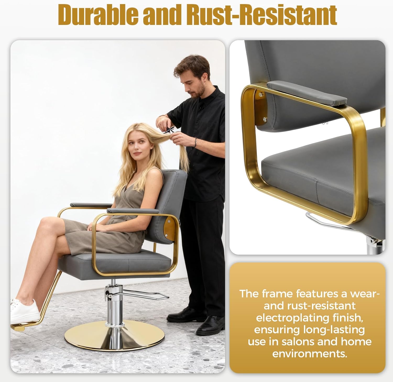 Hydraulic Portable Barber Chair for Home 440LBS Capacity, 360° Swivel Salon Chair with Adjustable Height 18.5-22 Inch, Modern Styling Chairs for Hair Salon & Home Use, Ergonomic Beauty Seat