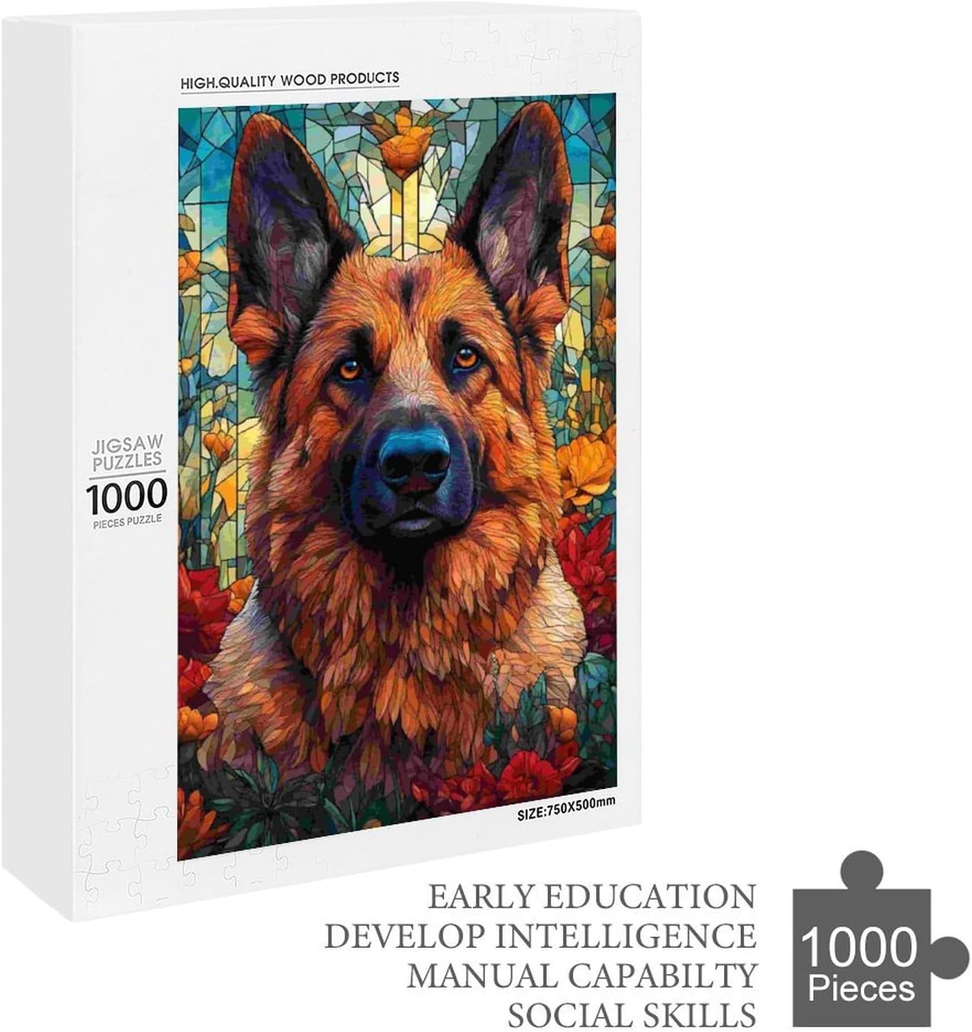 1000 Piece Wood Jigsaw Puzzles for Adults German Shepherd Dogs Wood Puzzles for Adults Games Family Education Toys Gifts