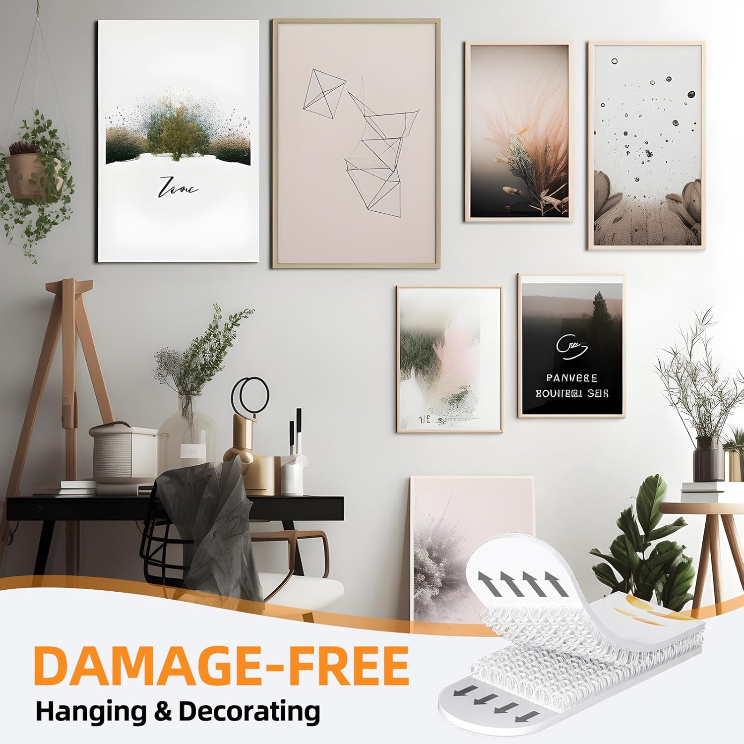 Picture Hanging Strips (Mudium 40 Strips) Bundle with (Large 80 Strips) Wall Strips, Damage Free Hanging Picture Hangers,Picture Hanging Hooks，Black