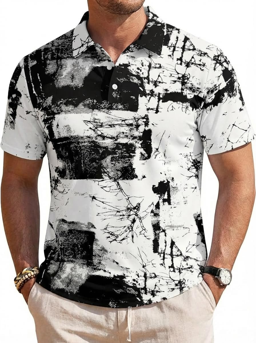 Men's Polo Shirts Short Sleeve Casual Golf Shirts Moisture Wicking Performance Athletic Tops Graphic & Patriotic Tees