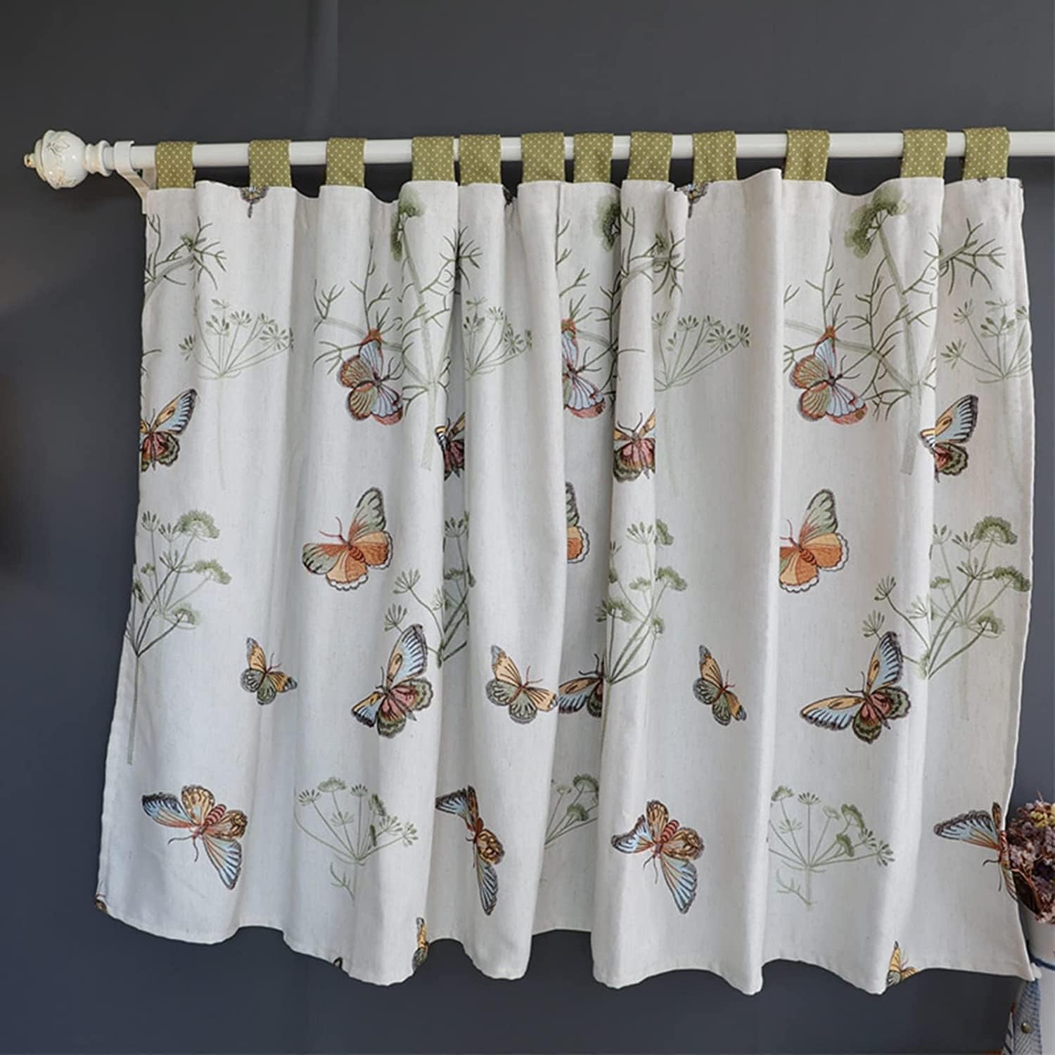 Short Curtains, Blackout Curtains,Curtain Farmhouse Style Short Curtains for Kitchen 1 Panels Window h EmbroideRood Semi Blackout Short Drapes/Partition/Decoration/Cabinet Dust Curtain,120 * 50cm (W