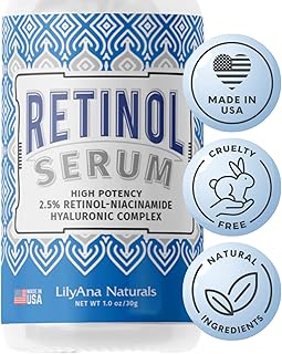 Retinol Serum by LilyAna Naturals - Retinol Serum for Face has pure retinol (2.5%) for effective treatment of dark spots and acne scars - Retinol Serum for Face - Skin Care Products - 1oz