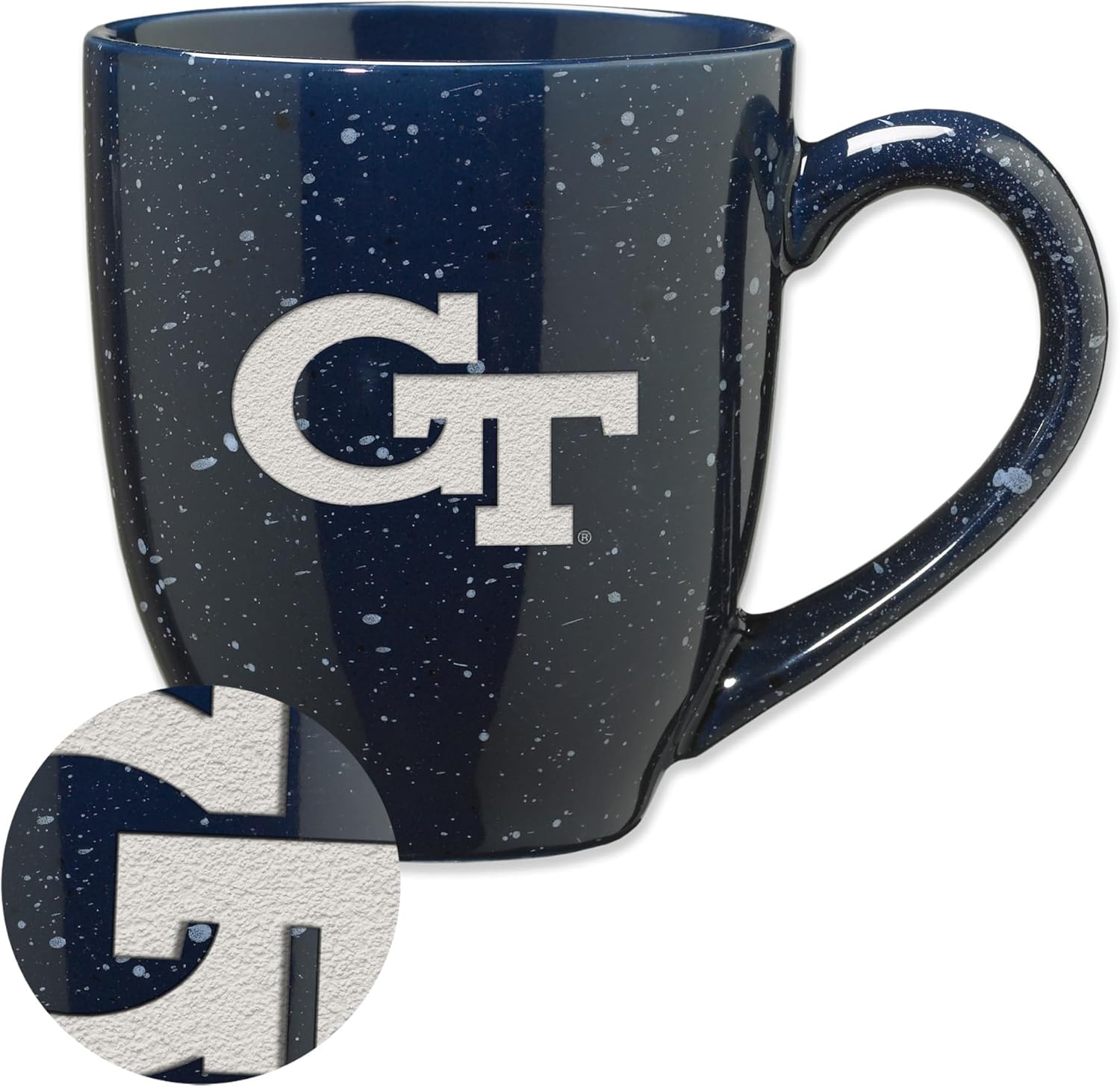 Rico Industries NCAA 16 oz Team Color Laser Engraved Speckled Ceramic Coffee Mug (D - G Schools)