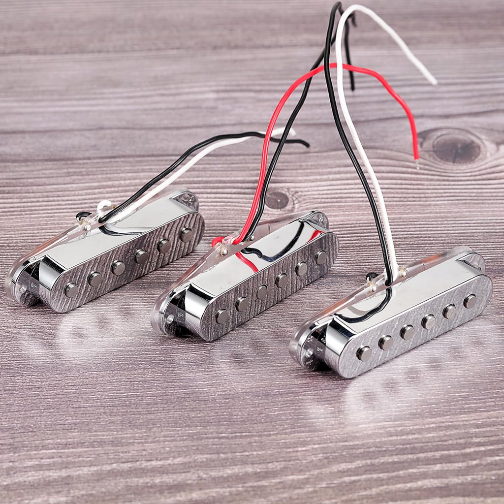 Alnico 5 Tonabnehmer-Set Single Coil Gitarre SSS Tonabnehmer Hals/Mitte/Steg für Stratocaster E-Gitarre Ersatzteil Silber
