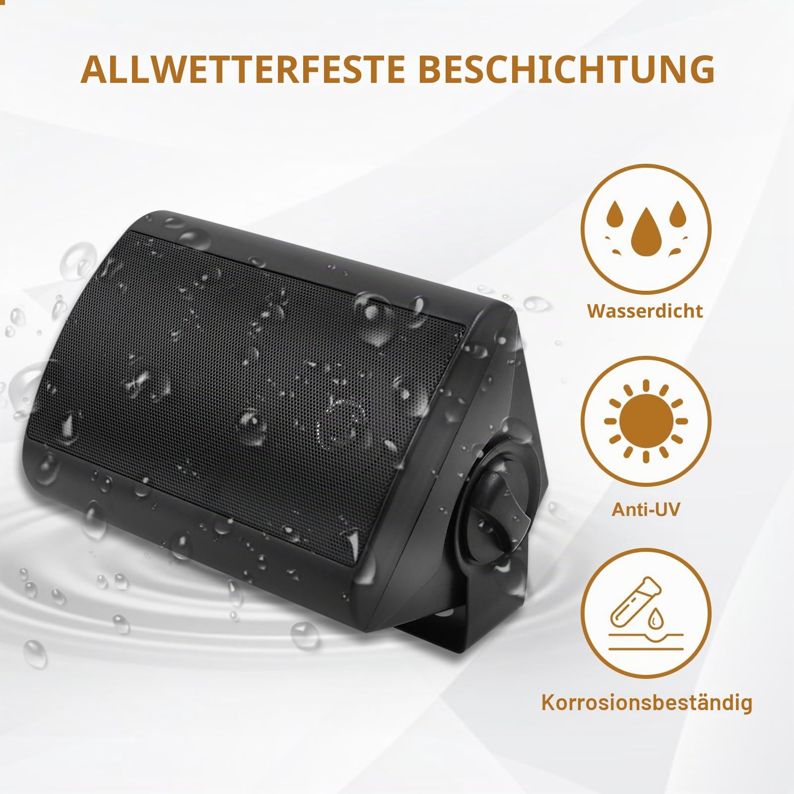 Herdio 4 Zoll Bluetooth Outdoor-Lautsprecher 400 Watt Wasserdicht Außenlautsprecher für Garten, Terrasse, Restaurant (2 Paar/Schwarz)