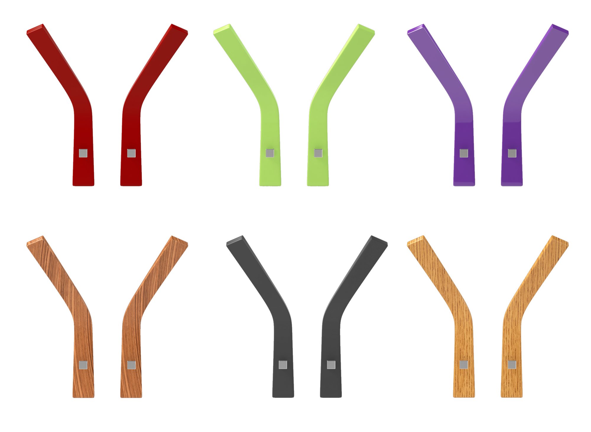 Peko Coat Hooks/Wall Hook/Coat Hook Coat Hat Black | 31.5 x 37 x 3 cm, Buche Wallnuss, Purple, Green, Red