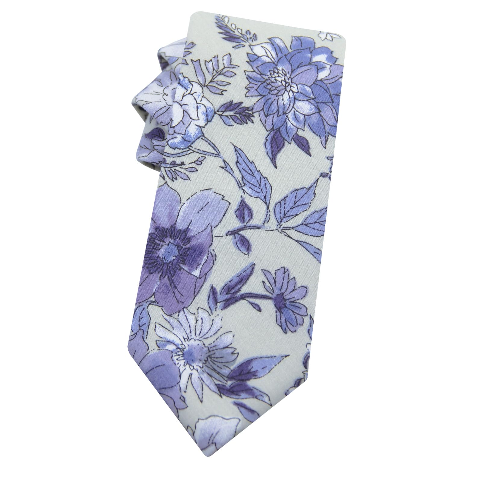 Mantieqingway Men's Cotton Floral Neck Tie 2.56'' Printed Skinny Tie