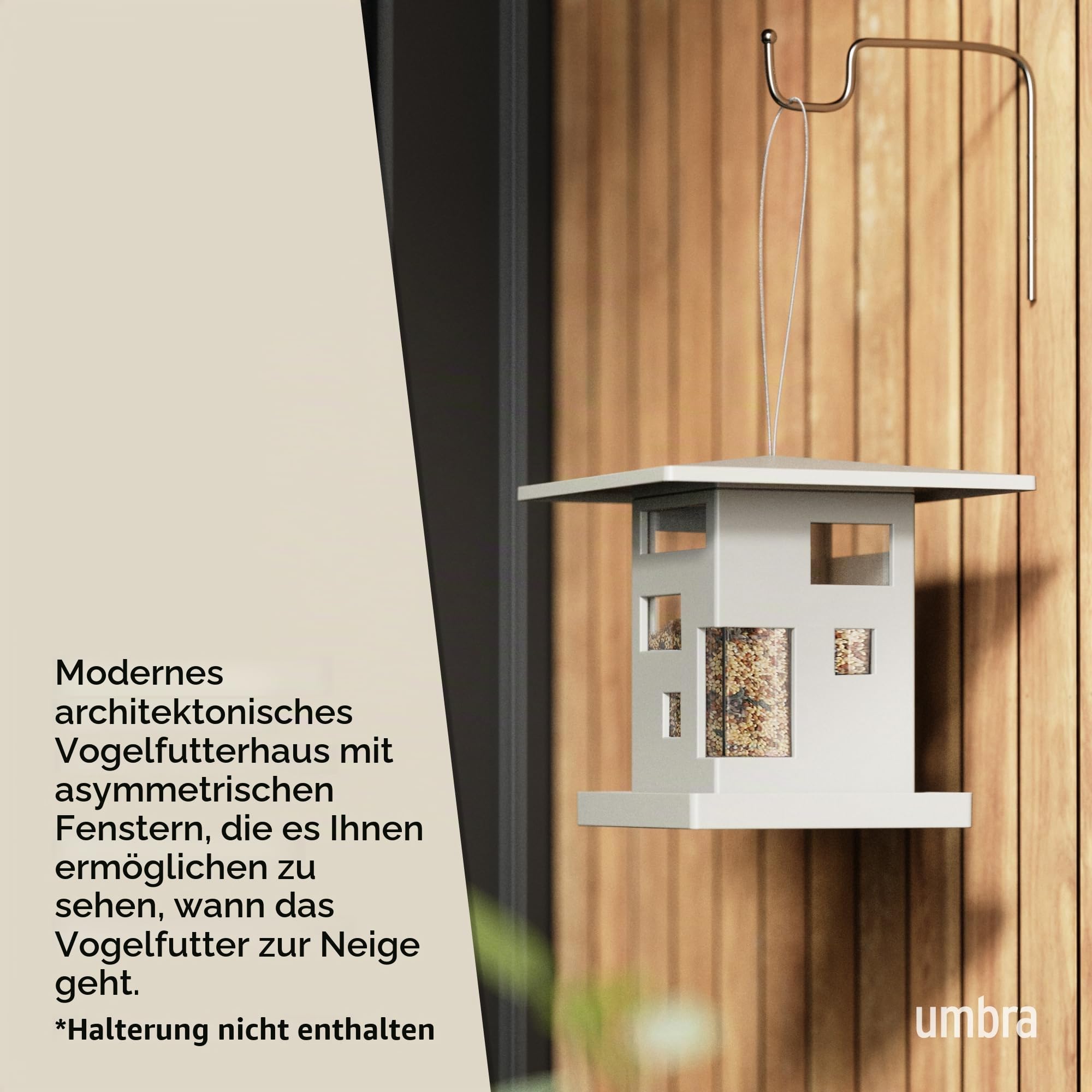 Umbra Bird Cafe Vogelfutterspender, wetterfest zum Aufhängen, Grau