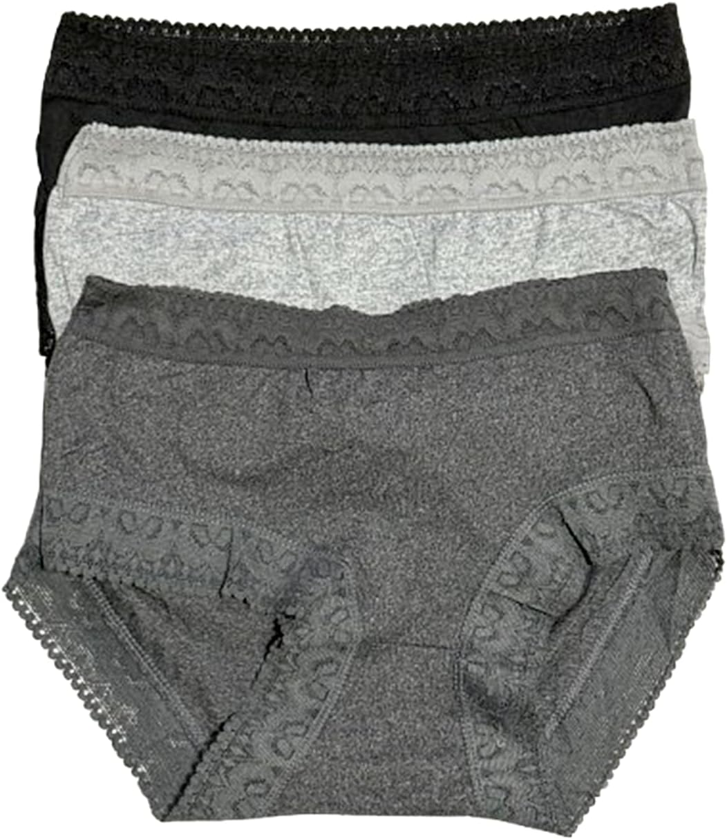 5 pack Adult Unisex High Waist and leg Lace Trim Panties Nylon soft and stretchy Size Hip 42-44 inches Random Color Multi - Image 3