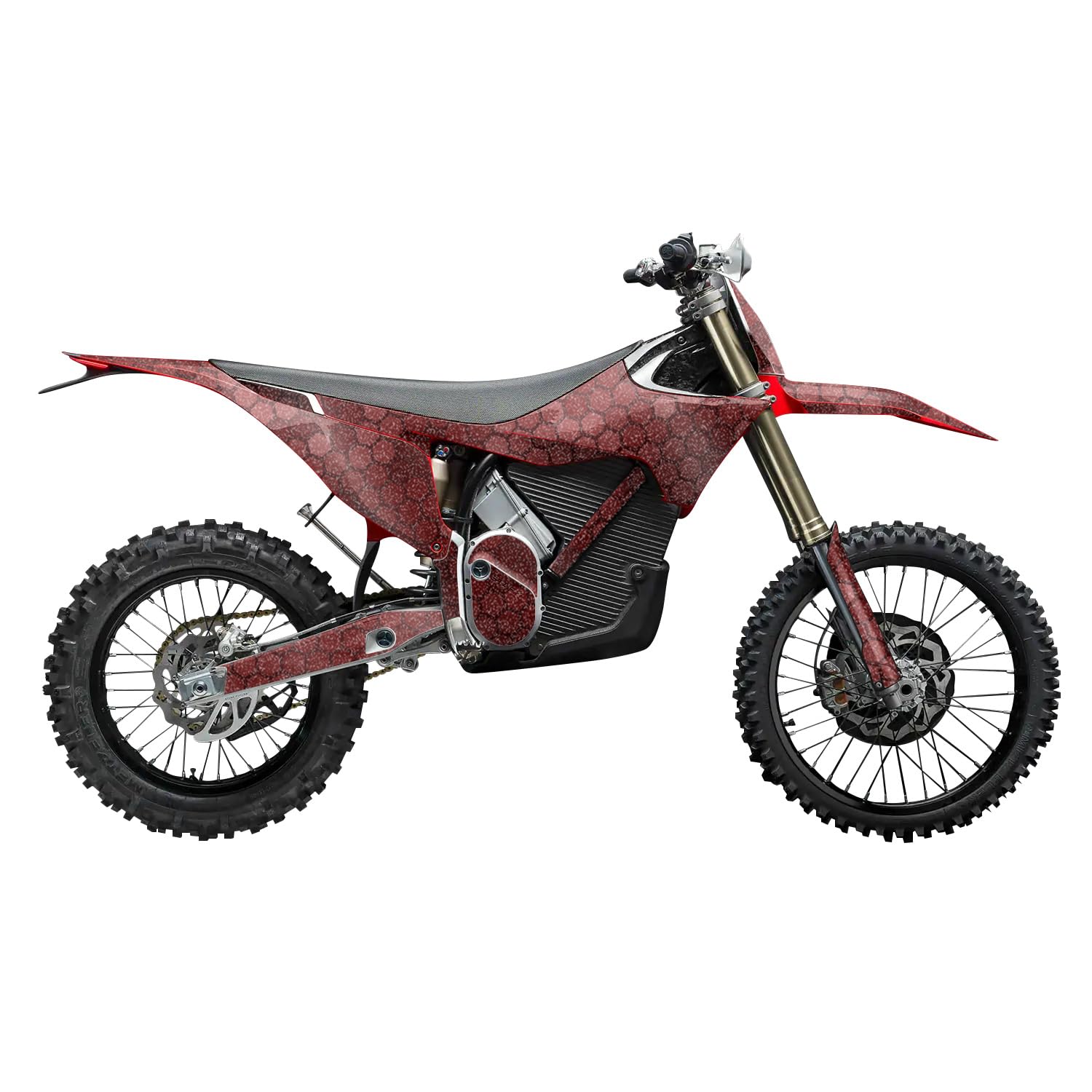 Glossy Glitter Stark Varg MX 2023-2025 Graphics Kit Wrap - Red Hexa Camo - Varg MX Skin - Premium 3M Vinyl Protective Wrap Decal Cover - Easy to Apply | Crafted in The USA by MightySkins