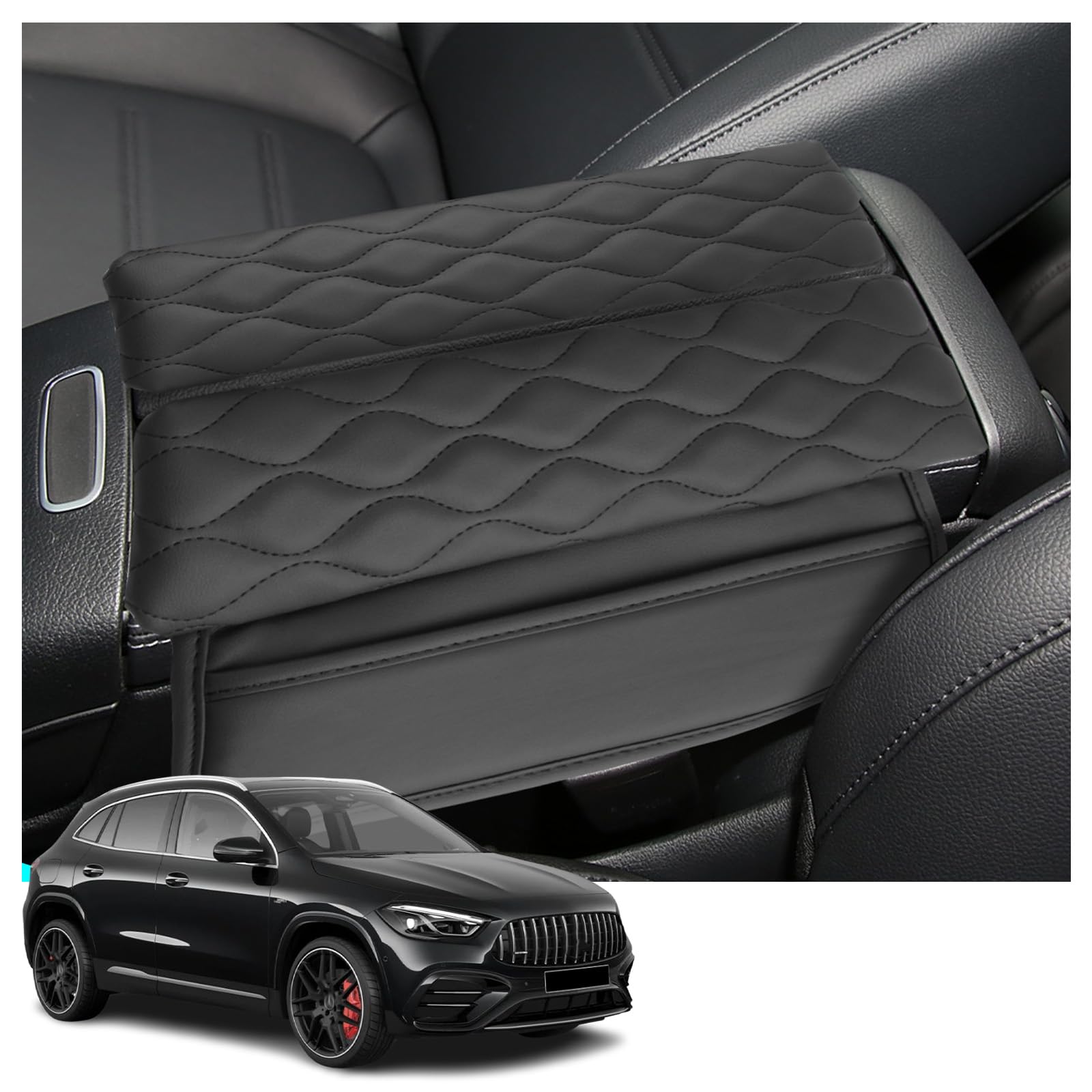 YEE PIN Coperture per bracciolo compatibili con Mercedes GLA H247/ CLA C118/ GLB X247/ EQA/EQB Coperchio del bracciolo centrale Protezione in pelle Accessorio per la console centrale