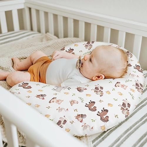 Miniatura 5 de Lindas fundas de almohada de lactancia de animales de granja para niños y niñas, vaca, gallo, cabra, pato, cerdo, funda de almohada de lactancia