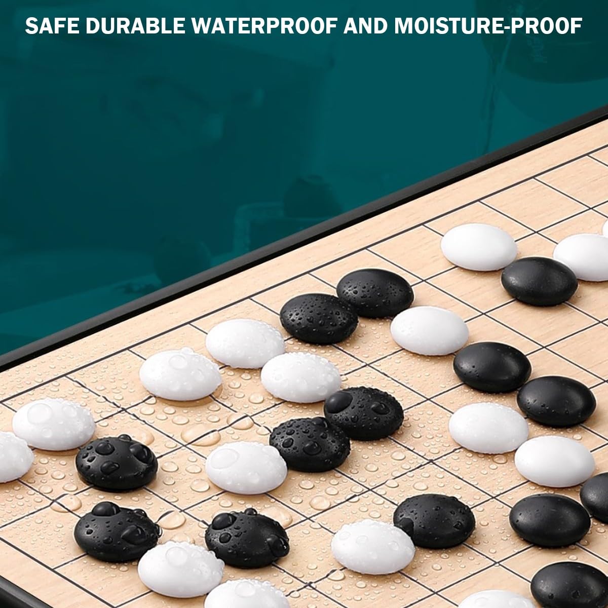 Jeu d'échecs Go avec Plateau magnétique Pliable, léger et étanche, idéal comme Cadeau pour Les Amateurs de Jeux(Yellow,A)