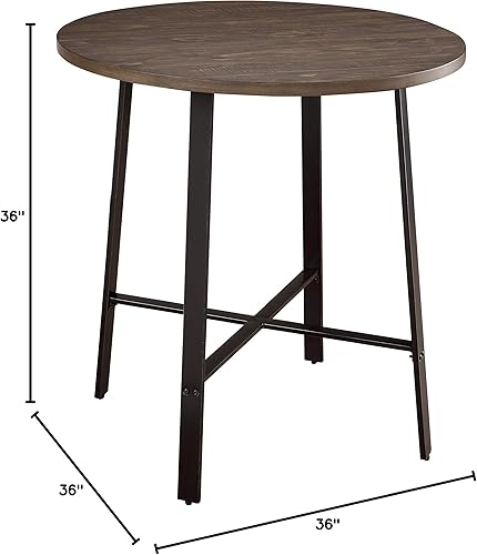 Miniatura 6 de Lexicon Redding Mesa de comedor redonda de altura de mostrador, marrón bruñido/gris