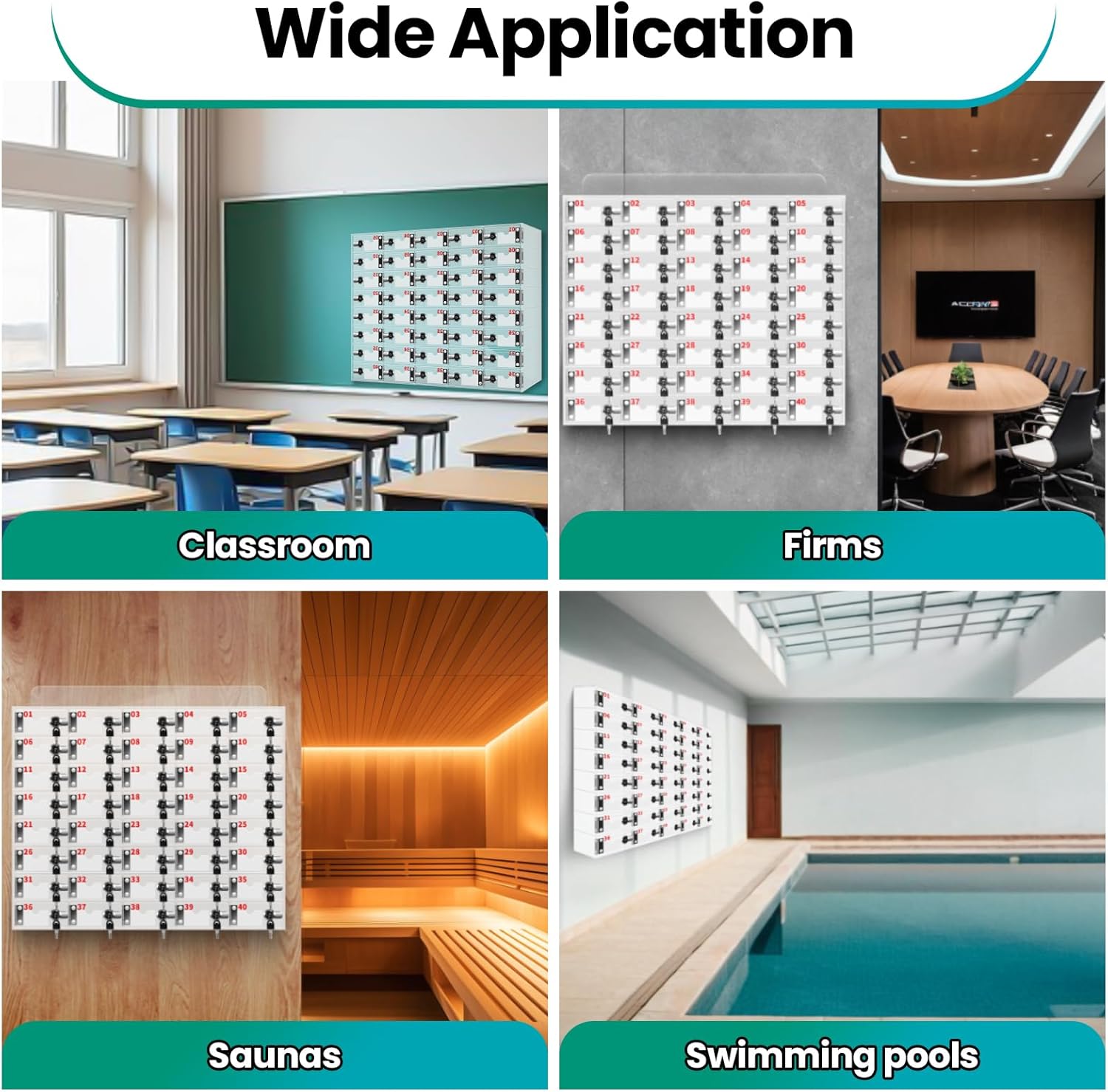 40-Slot Wall-Mounted Acrylic Cell Phone Storage Locker with Independent Locks – Secure Organizer for Office, Classroom, Gym & Pool – Mobile Device Management Solution