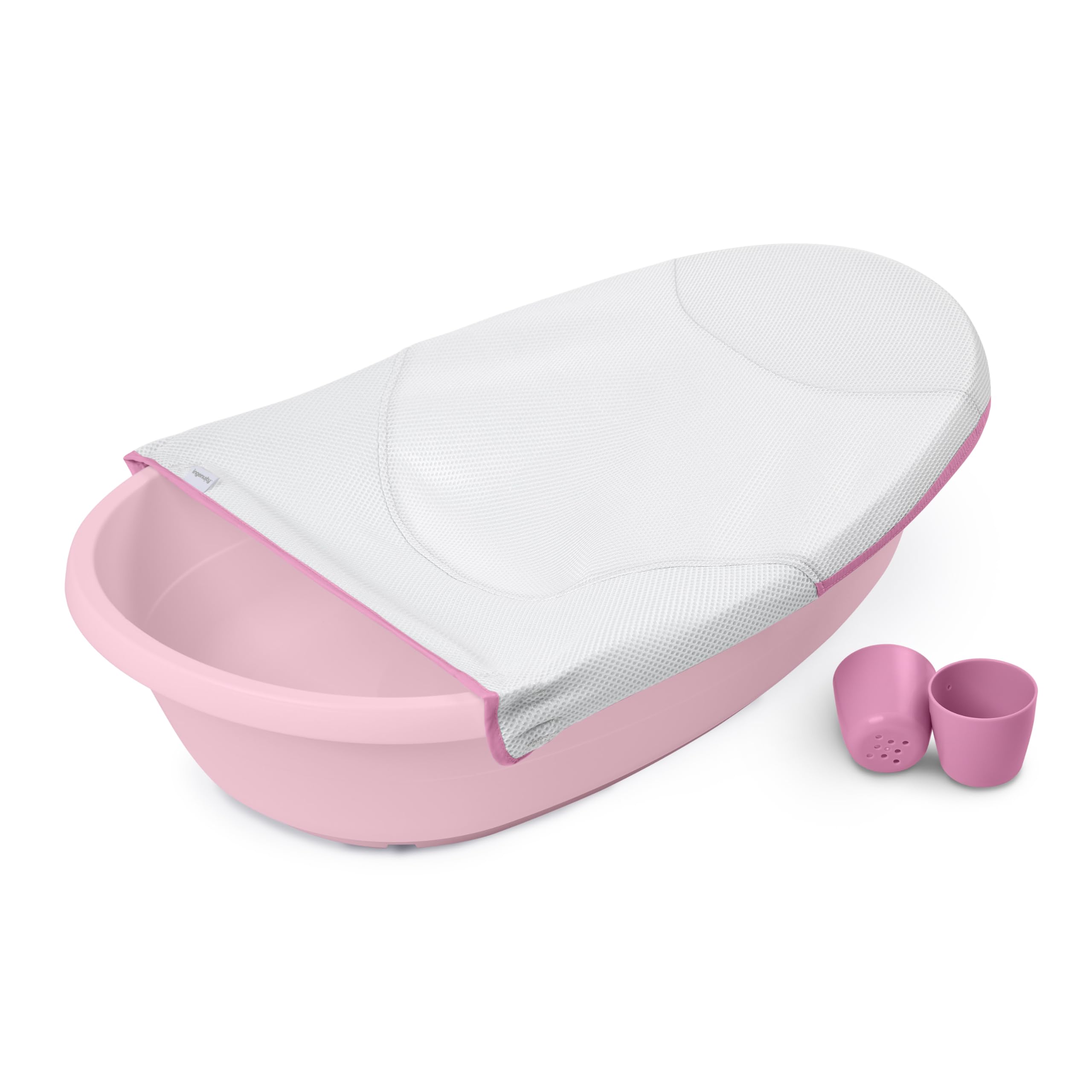 Ingenuity Bañera para bebés 4 en 1 Room to Soak, 4 etapas de uso, arnés de apoyo, asiento con apoyo, a partir de recién nacidos, Rosa