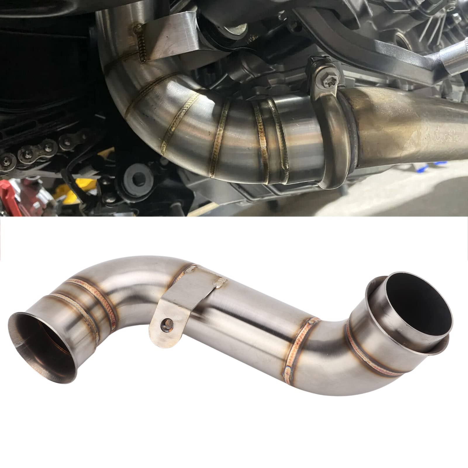 Tubo di Scarico Centrale, Tubo Centrale di Scarico Moto in Acciaio Inossidabile Sostituzione del Tubo di Collegamento Centrale per 790 Adventure 2019‑2021
