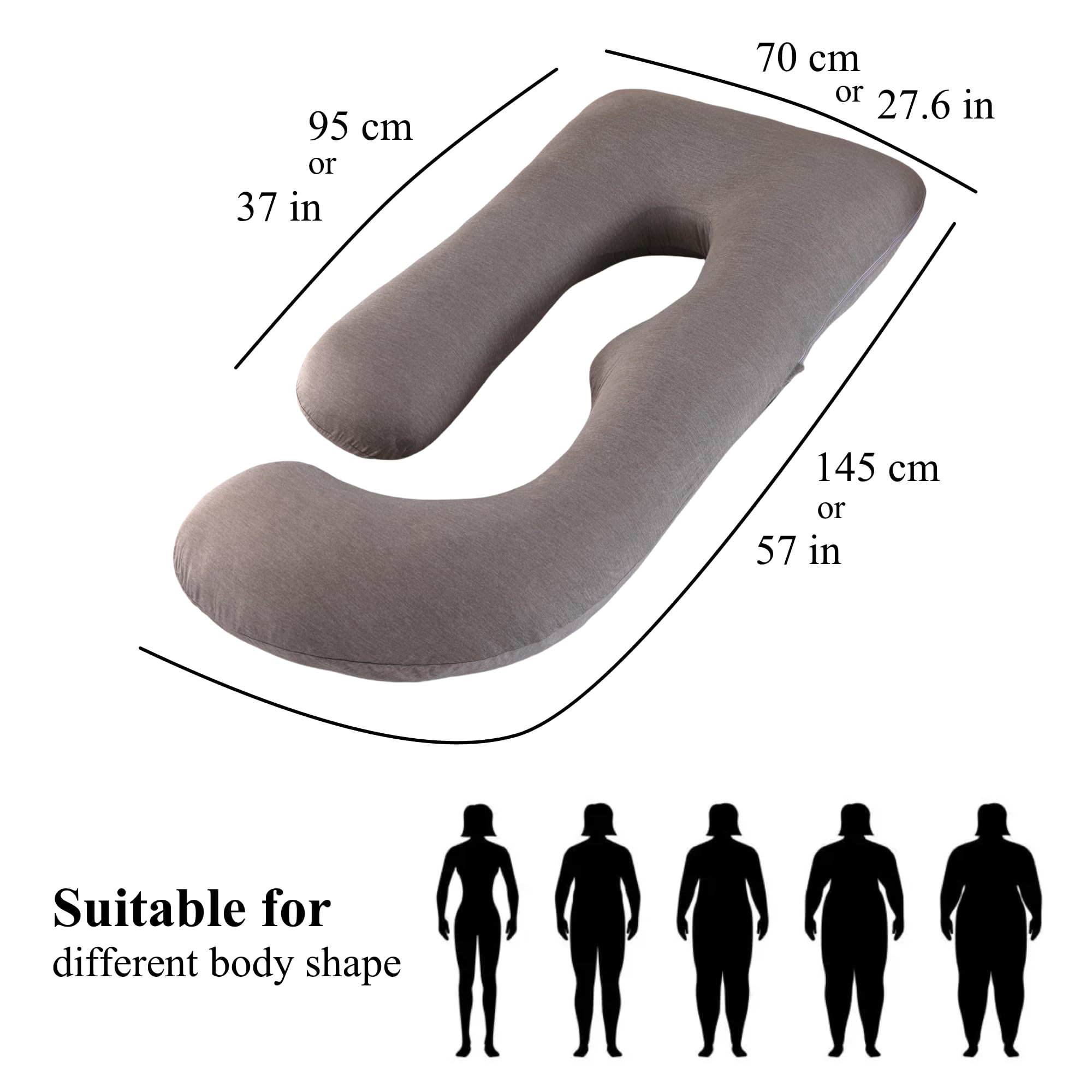 ALLOPERA, cuscino gravidanza 145 cm – Supporto per gambe, schiena, collo, spalle, fianchi e pancia per donne incinte, con federa removibile e lavabile a effetto rinfrescante (Cooling Cover)