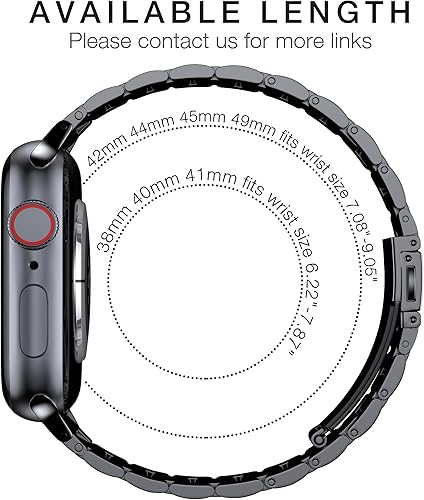 Vista 73 de EPULY - Correa de acero inoxidable, ejecutiva compatible con Apple Watch (iWatch) de 1.93, 1.77, 1.73, 1.65, 1.61, 1.57 y 1.50 pulgadas, unisex