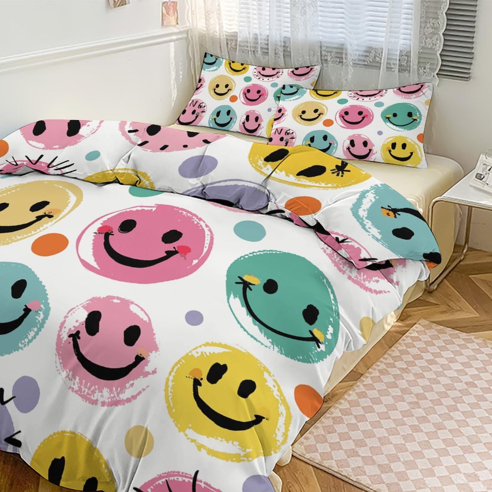 Housse de couette pour grand lit pastel avec 2 taies d'oreiller